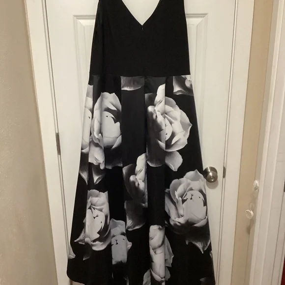 betsy and adam black and white dress Bandeau Ruffled Tiered Corset Mini Dress in Black